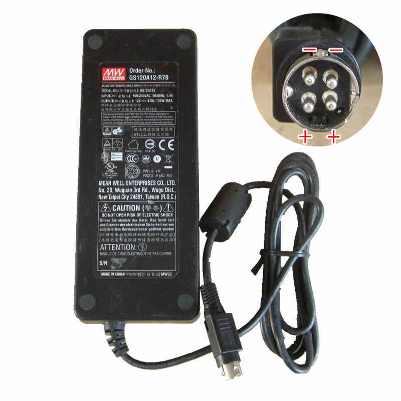 *Brand NEW*MW GS120A12 102W AC DC ADAPTER 4pin 12V 8.5A POWER SUPPLY