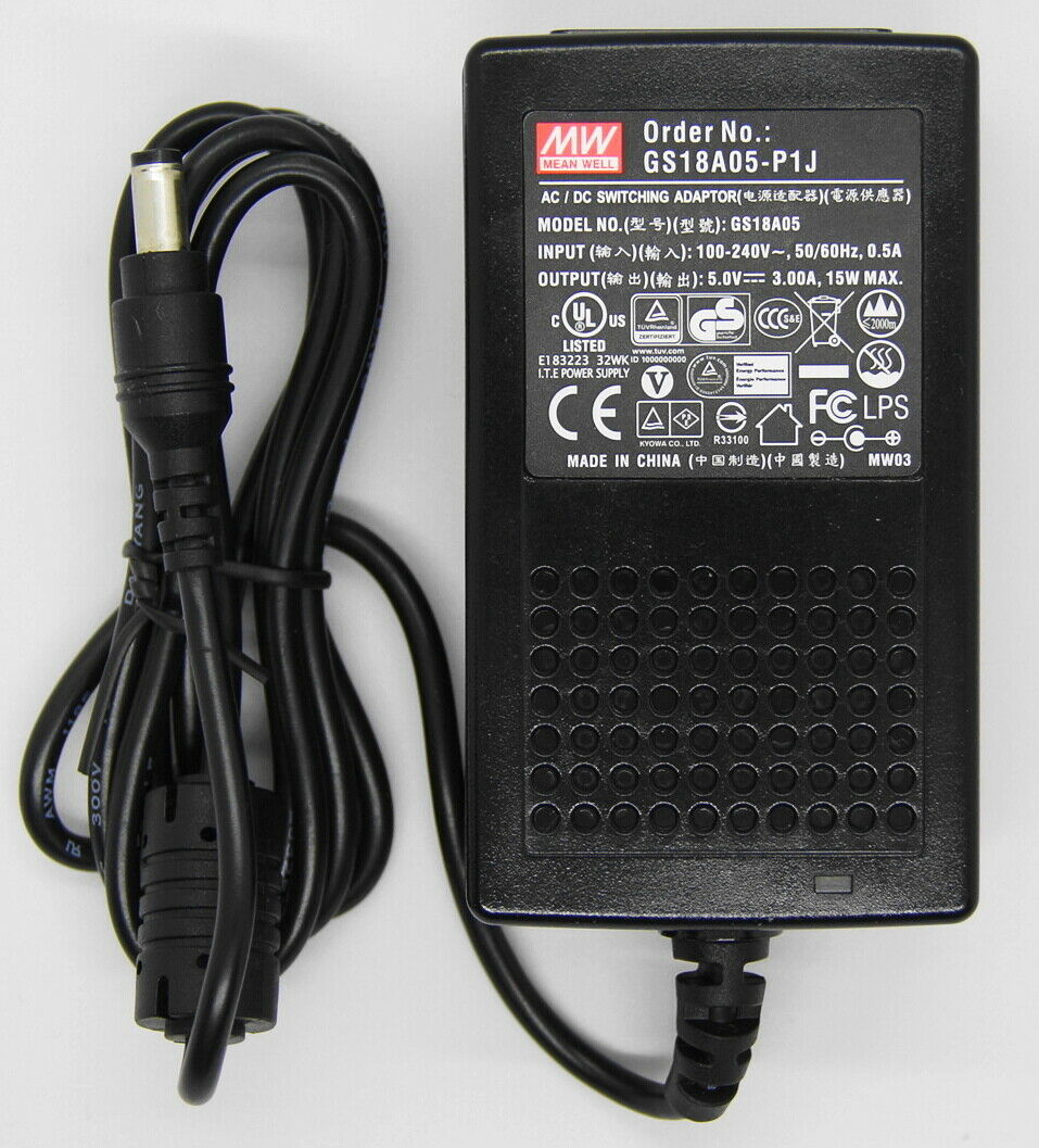 *Brand NEW* Mean Well GS18A05-P1J 5V 3A 15W Max. AC-DC Switching Adapter POWER SUPPLY - Click Image to Close