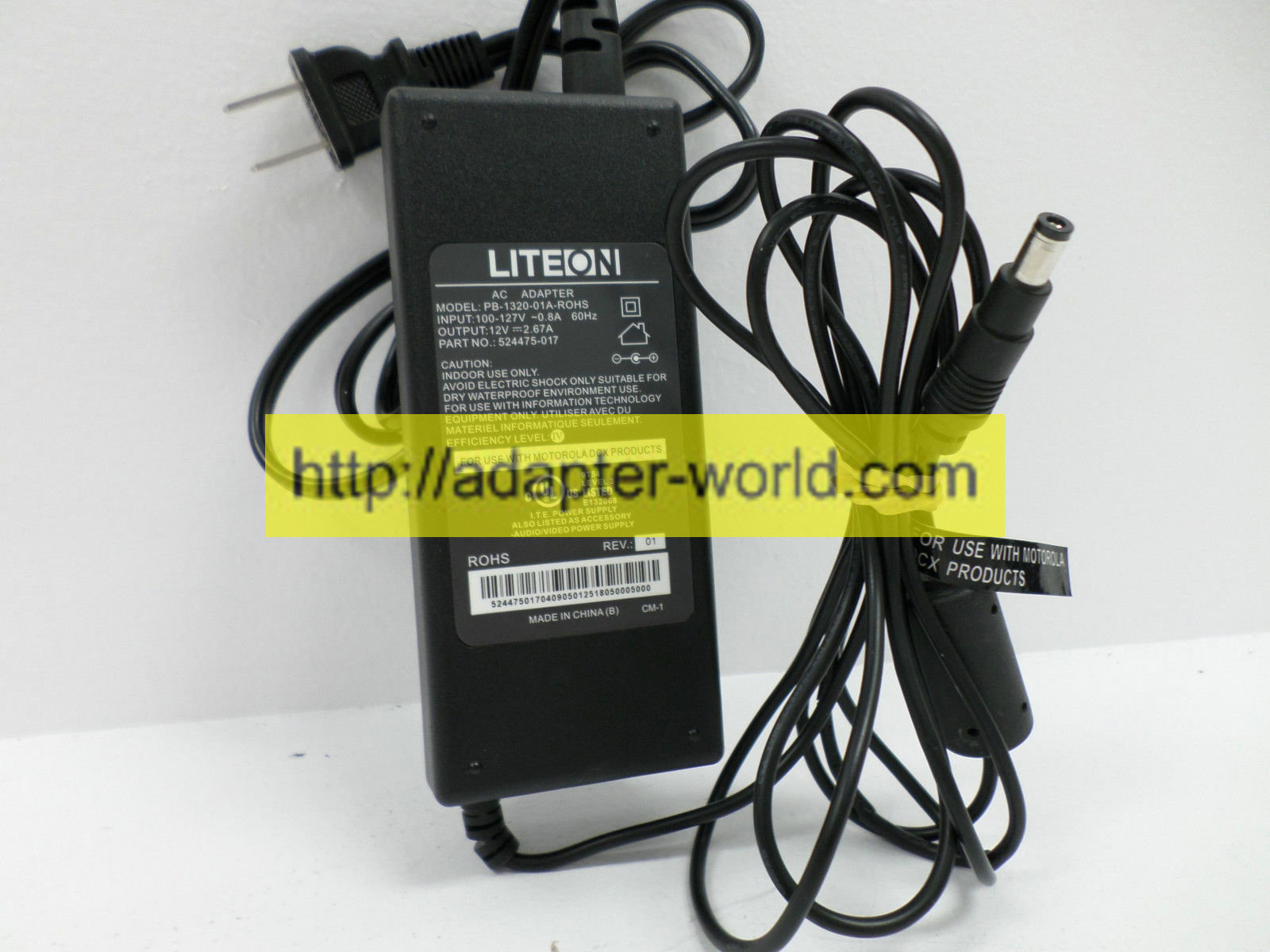 *100% Brand NEW* LITEON 12V 2.67A Model PB-1320-01A-ROHS P/N: 524475-017 AC Adapter Free shipping! - Click Image to Close