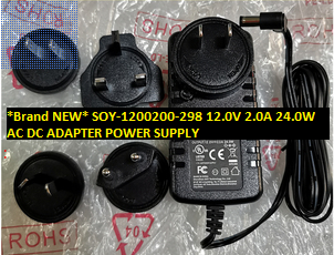 *Brand NEW* AC100-240V 12.0V 2.0A 24.0W AC DC ADAPTER SOY-1200200-298 POWER SUPPLY - Click Image to Close