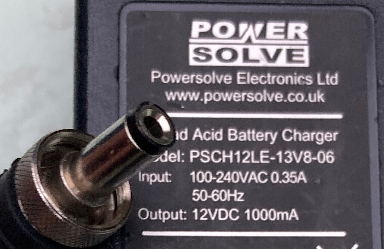 *Brand NEW* PSCH12LE-13V8-06 12V DC 1000mA Genuine Power Solve Lead Acid Battery Charger
