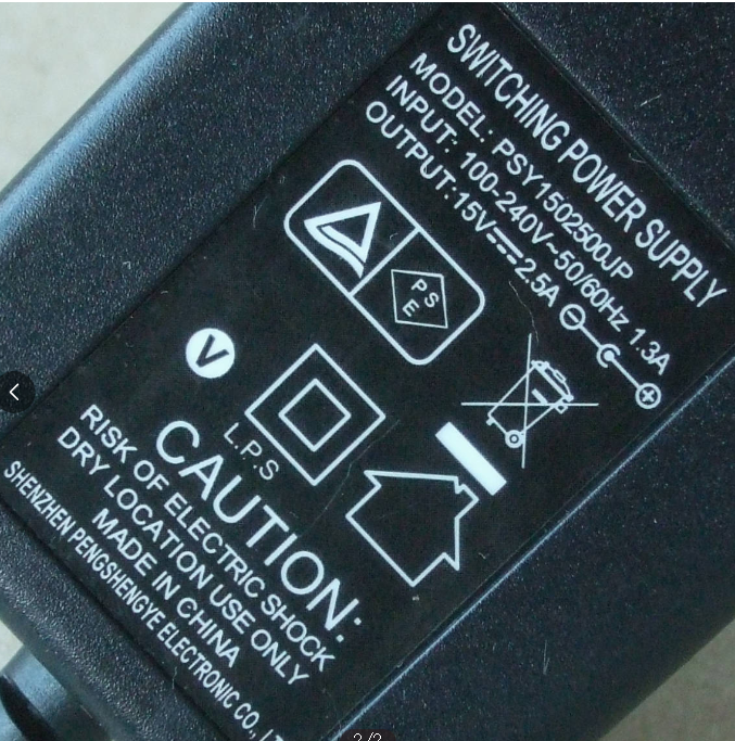 *Brand NEW*15V 2.5A AC/DC Adapter PSY1502500JP for Panasonic LED SQ-LC528-K GSQLD52501 Power Supply