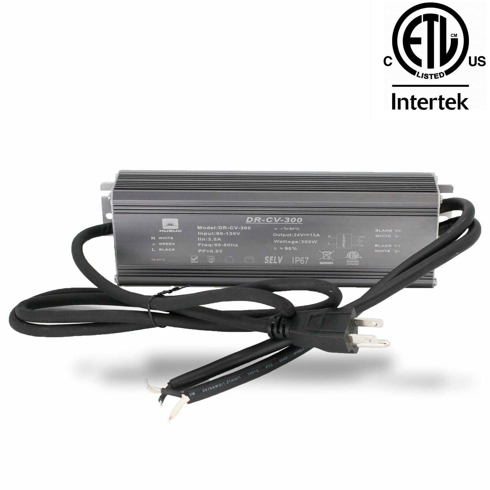 *Brand NEW* ETL LISTED 24v 12.5A 300w LED Light Power Supply Driver Waterproof + AC Plug - Click Image to Close