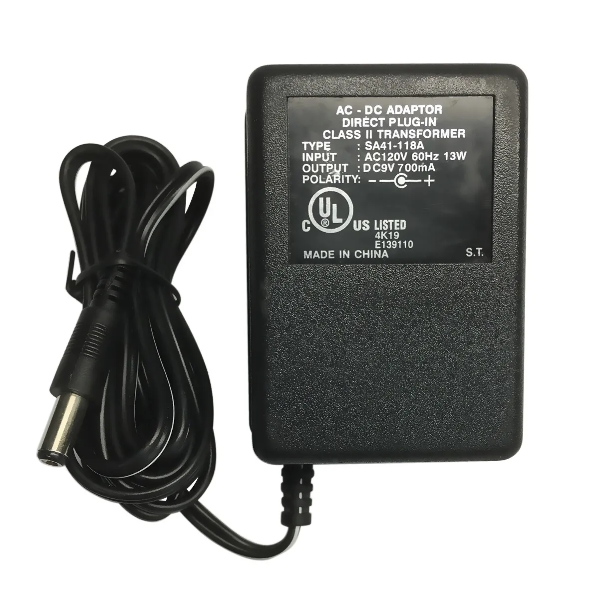 *Brand NEW*Direct Output 9V DC 700mA 9 Volt Direct Plug-In Class 2 SA41-118A AC Power Adapter - Click Image to Close