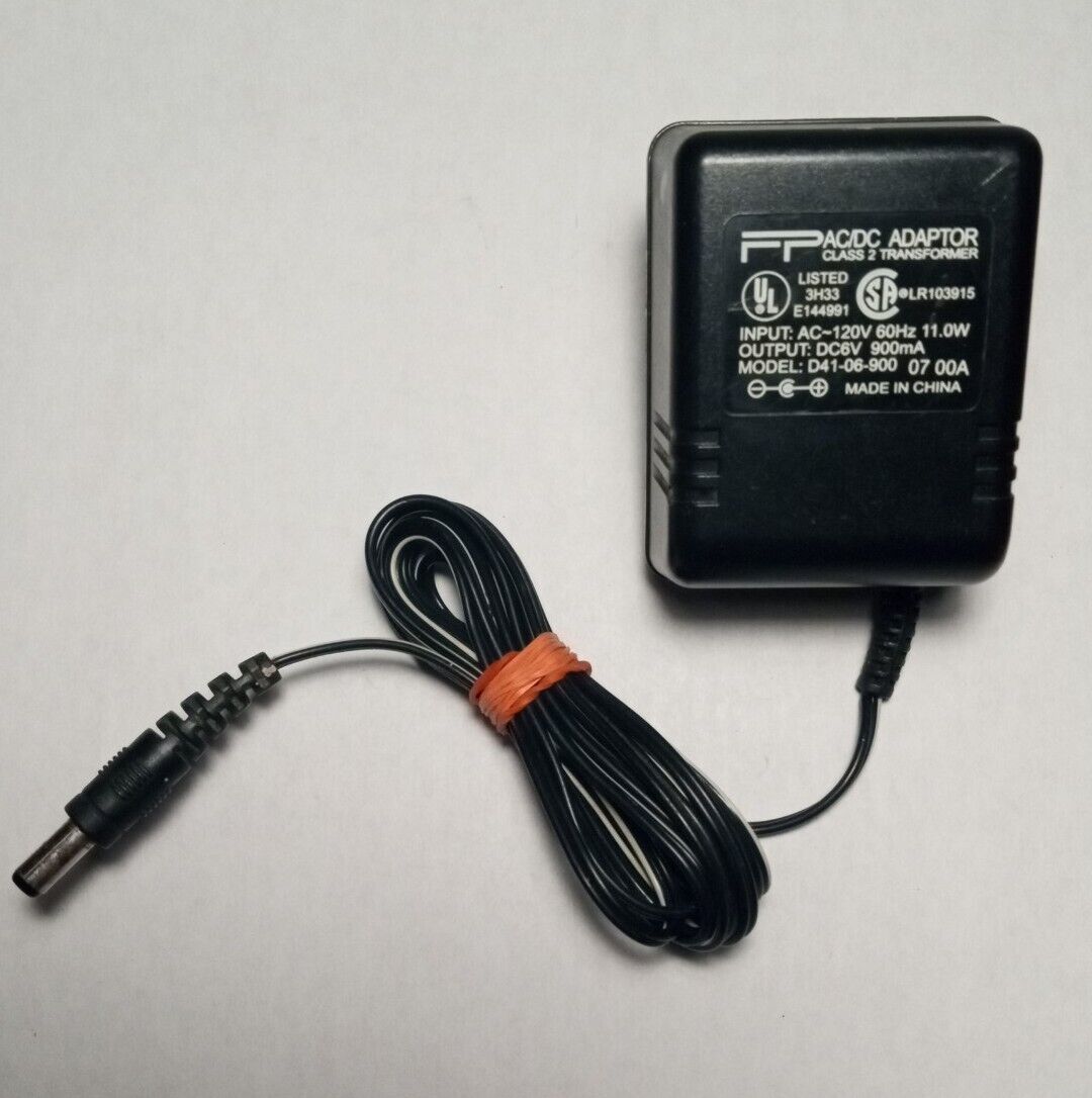 *Brand NEW*CLASS 2 TRANSFORMER D41-06-900 DC6V 900mA (Tested) FP AC/DC ADAPTER - Click Image to Close