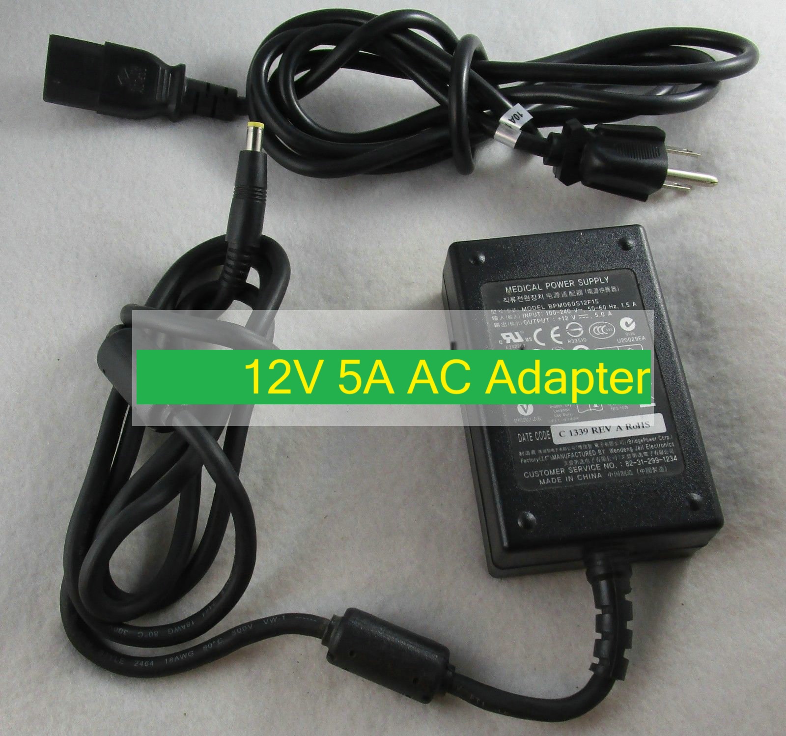 *Brand NEW*BPM060S12F15 Wendng Jeil Medical 12V 5A Barco Display AC Adapter Power Supply - Click Image to Close