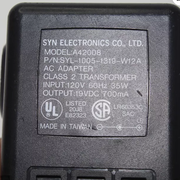 *Brand NEW* 19VDC 700mA AC Adapter SYN A42008 Charger Cord Power Supply - Click Image to Close