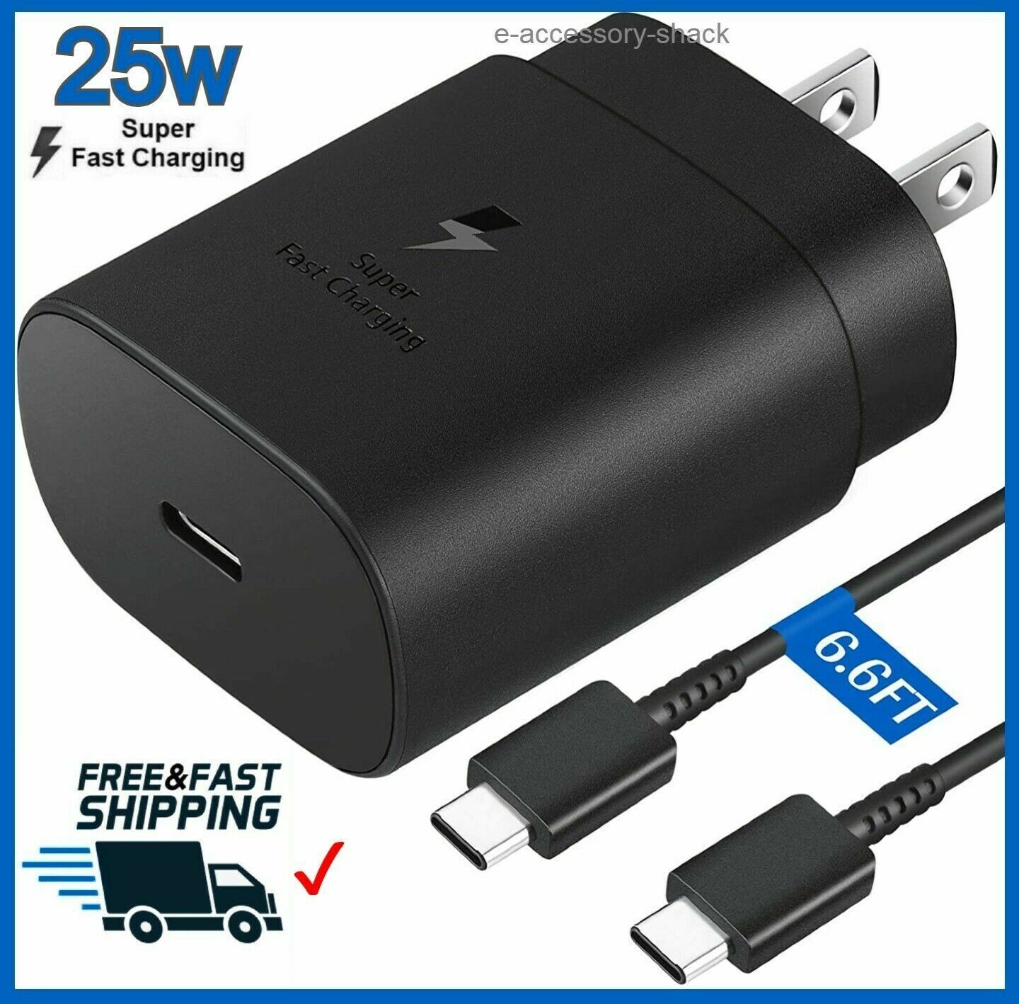 *Brand NEW* For Samsung Galaxy S22+Ultra 5G 25w Type USB-C Super Fast Wall Charger+6FT Cable - Click Image to Close