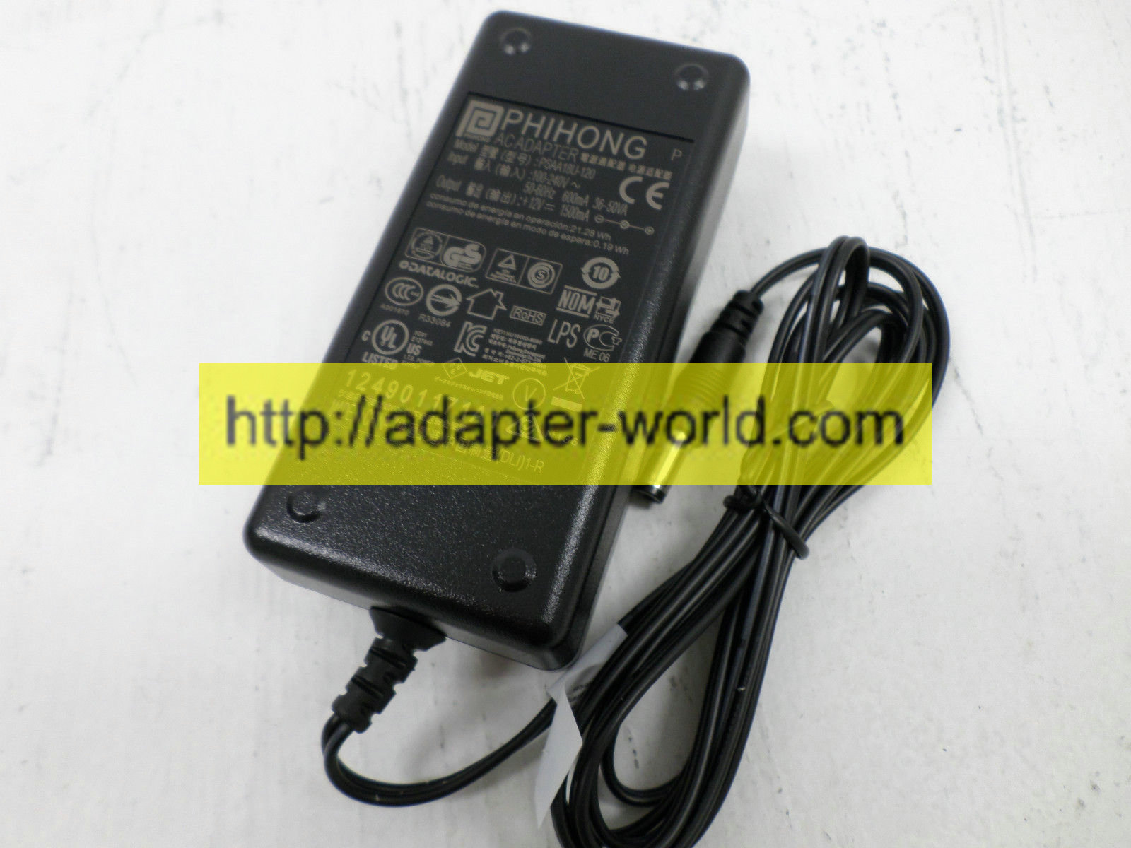 *100% Brand NEW* Phihong Datalogic PSAA18U-120 +12V 1500mA AC Adapter Power Supply - Click Image to Close